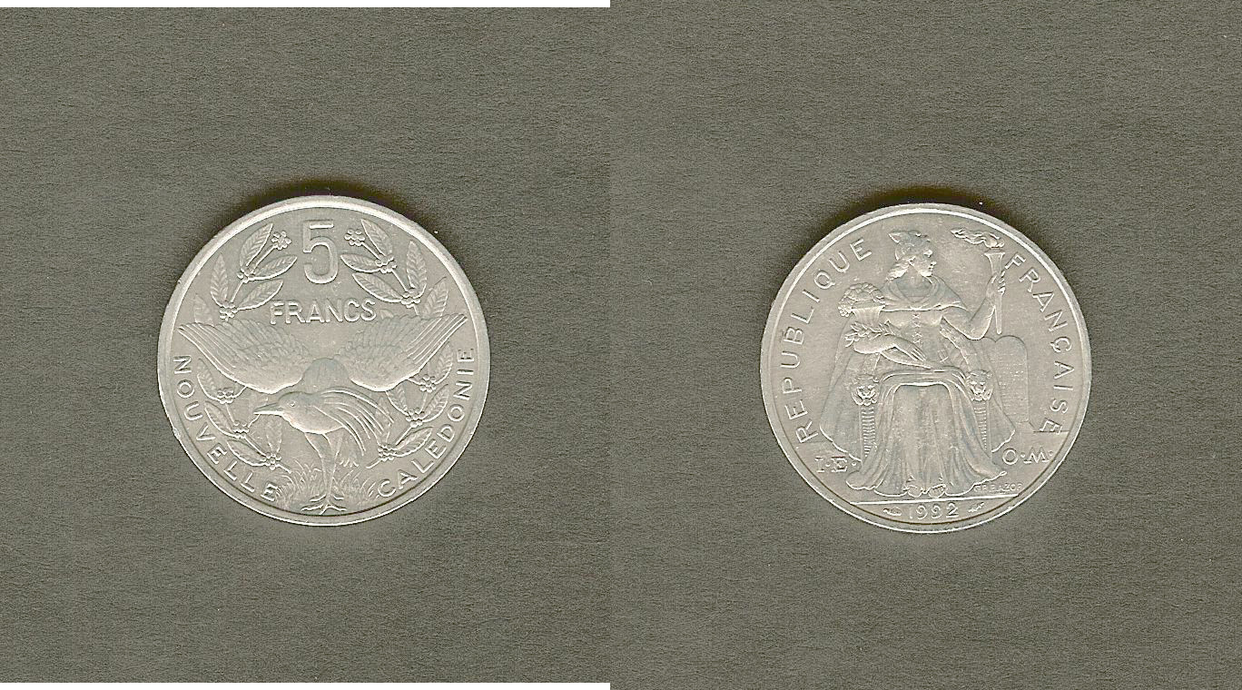 New Caledonia 5 francs 1992 Unc